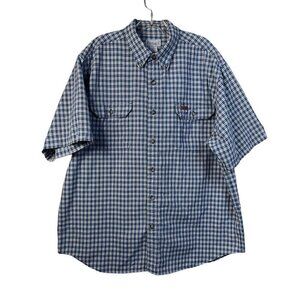 Vintage Carhartt Short Sleeve Men's Button Front 100% Cotton Shirt Plaid Size XL